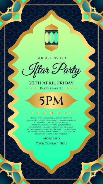 Iftar invitation template design with luxury style for Instagram or Whatsapp story