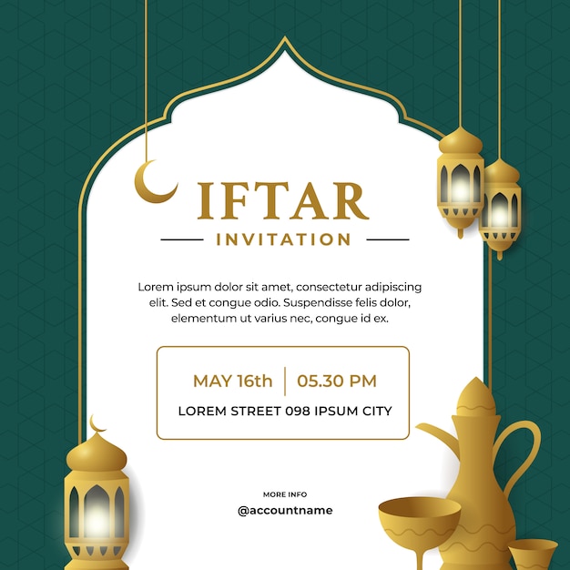 Iftar invitation template with lantern