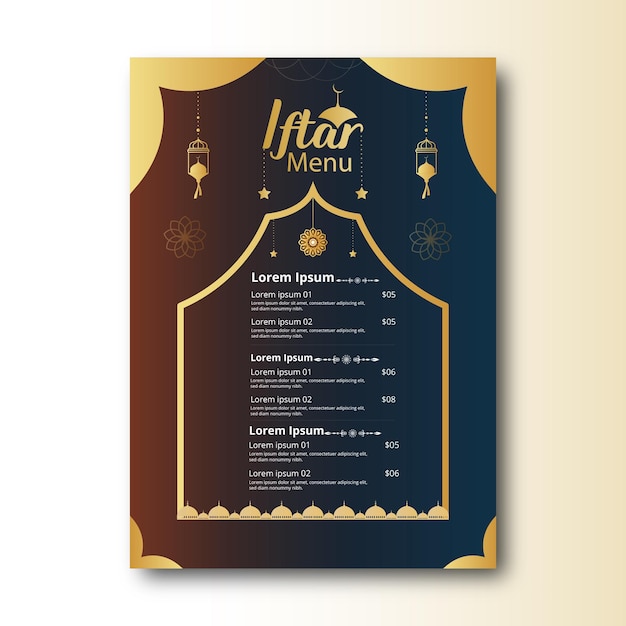 Iftar Manu와 Iftar 파티 전단지 디자인 템플릿