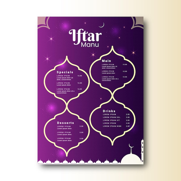 Iftar manu and Iftar party Flyer design Template