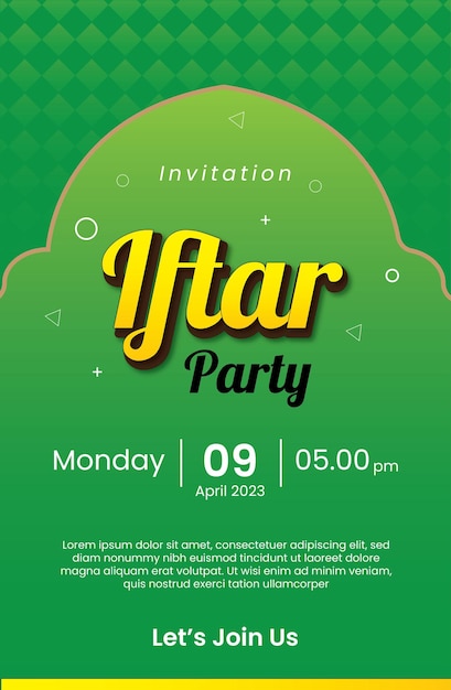 Fondo verde dell'invito del partito di iftar