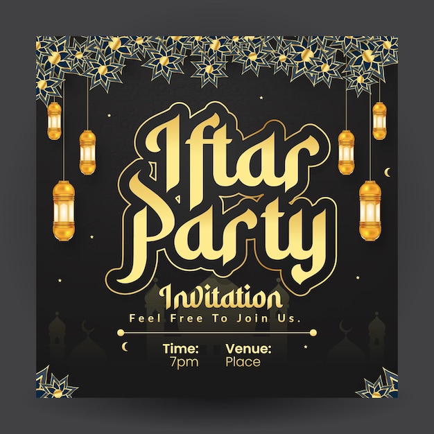 Iftar party invitation social media post template design.