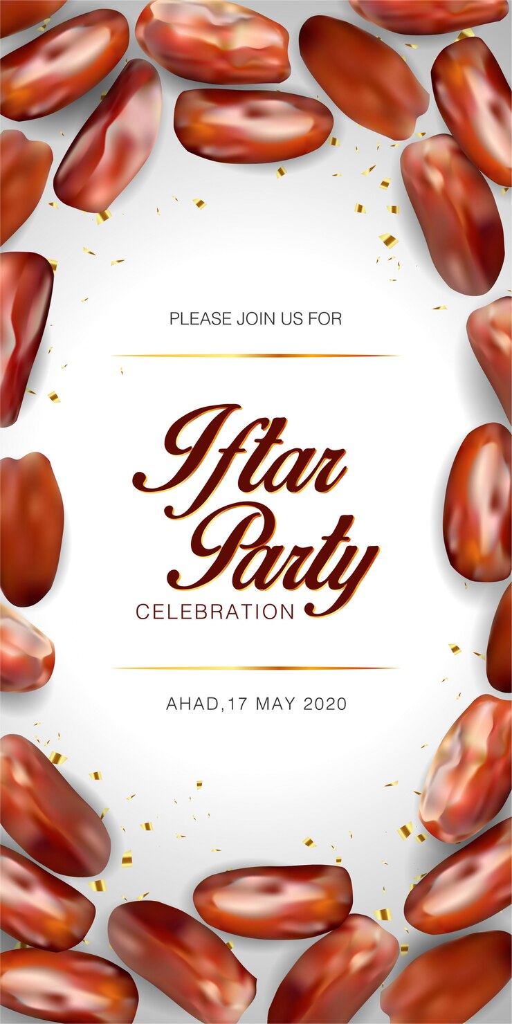Vector iftar party invitation template. islamic eid mubarak festival