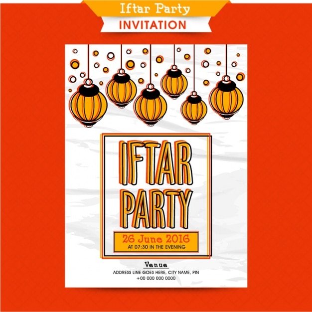 Iftar party invitation with yellow elements