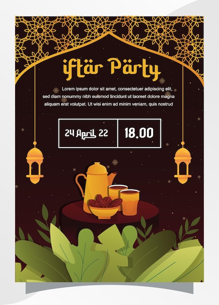 Iftar party with announcement poster