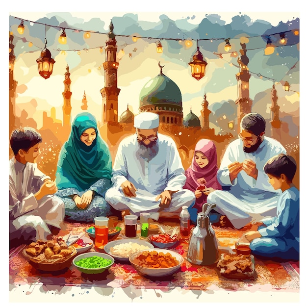 iftar ramadan met familie moslim traditie