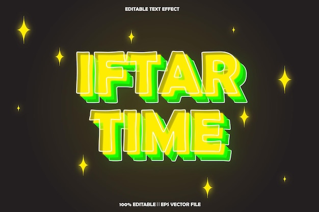 iftar time text effect emboss neon style