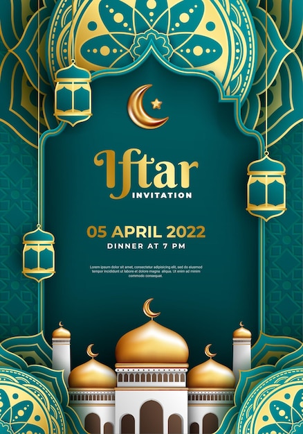 Iftar vertical menu template in paper style