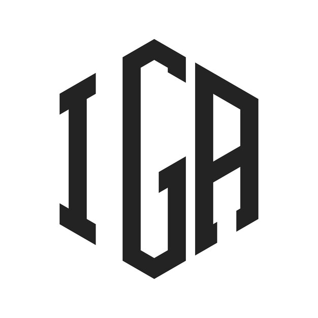 IGAのロゴデザイン: イニシャル・レター IGAのモノグラム ロゴは六角形の形を使用しています