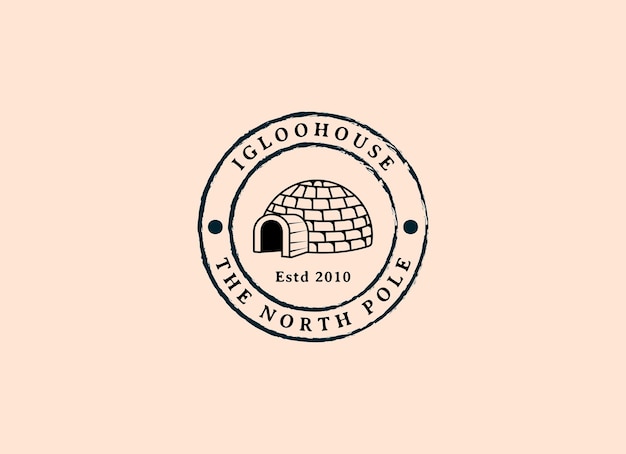 Igloo house logo line art vector vintage simple illustration template icon graphic design tradition