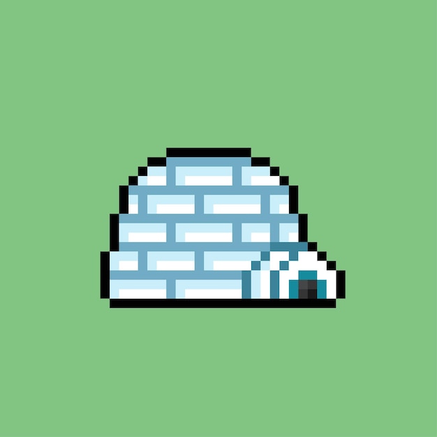 Casa igloo in pixel art sty