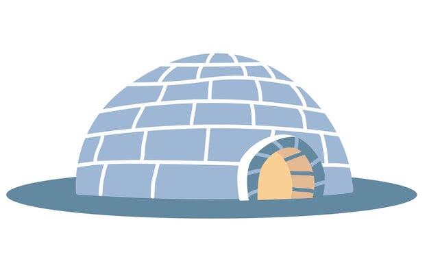 벡터 얼음 블록으로 지어진 이글루 얼음 차가운 집 겨울 삽화