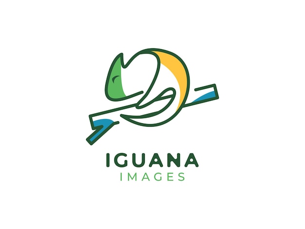 Iguana mono line logo concept