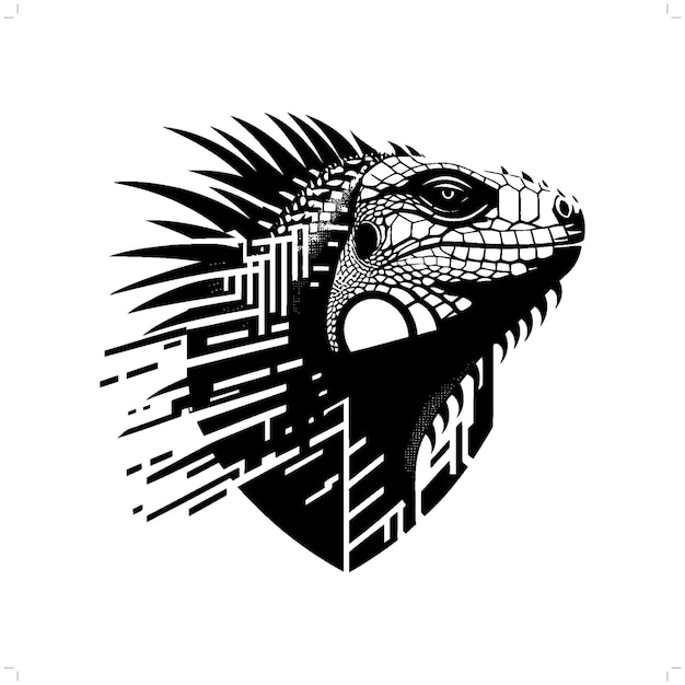 iguana reptile silhouette in animal cyberpunk modern futuristic illustration