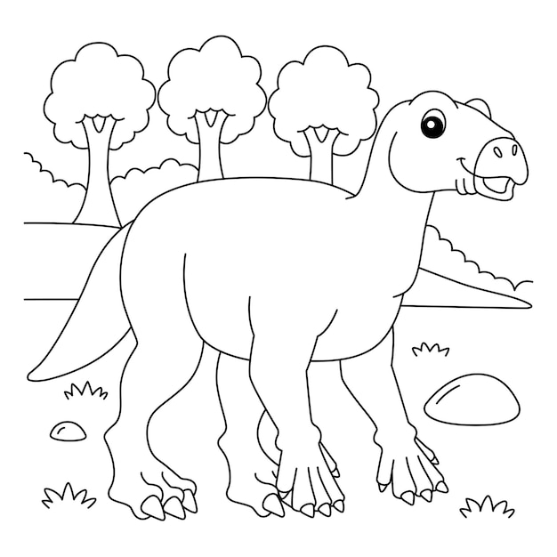 Pagina da colorare di iguanodonte per bambini