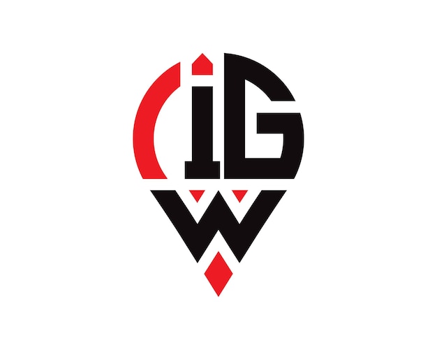 IGW letter location shape logo design IGW letter location logo simple design