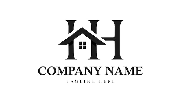 IH onroerend goed huis of huis brief logo ontwerpsjabloon