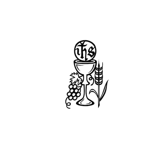 IHS и Кубок хлеба и вина Символ художественного векторного дизайна