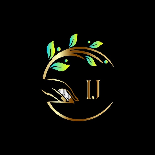 IJ eerste logo, nagels, Luxury Cosmetics Spa Beauty vector sjabloon