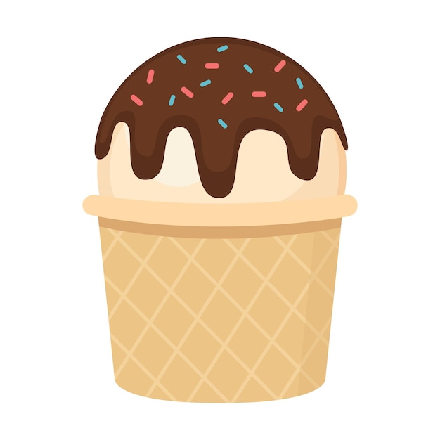 Ijs bal in een wafel cup.Isolated vectorafbeeldingen.