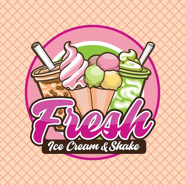 Ijs en milkshake franchise logo ontwerp