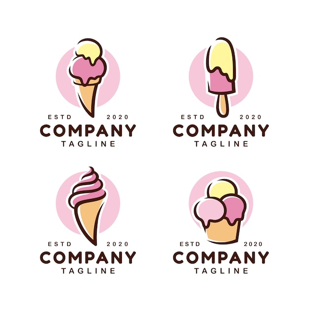 Ijs gelato logo ontwerpsjabloon set