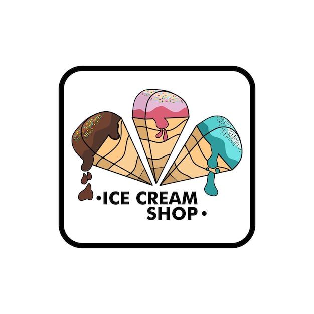 ijs in een kegel met een eenvoudig plat ontwerp. dit kan worden gebruikt in logo's, t-shirts, posters of andere.