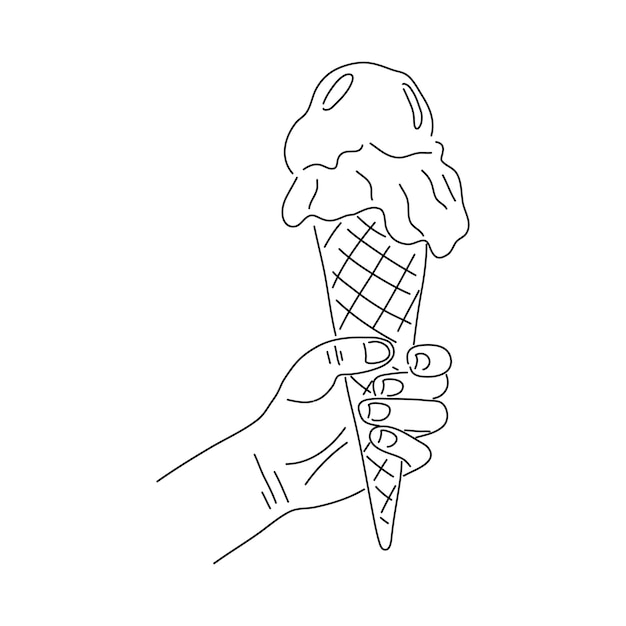 IJs kegel lijntekeningen met actieve beroerte Doodle vectorillustratie