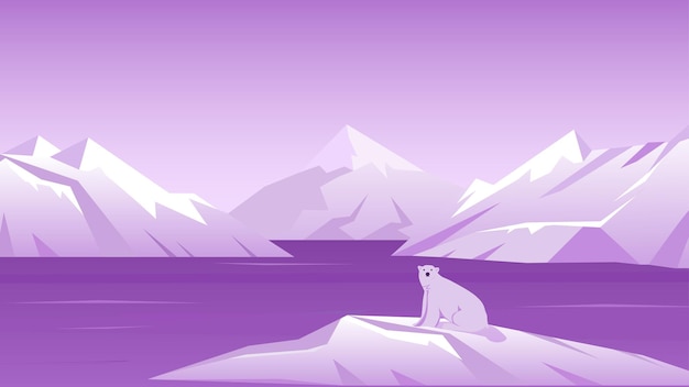 Ijsbeer en Arctische Antarctische landschap vector ijsberg illustratie
