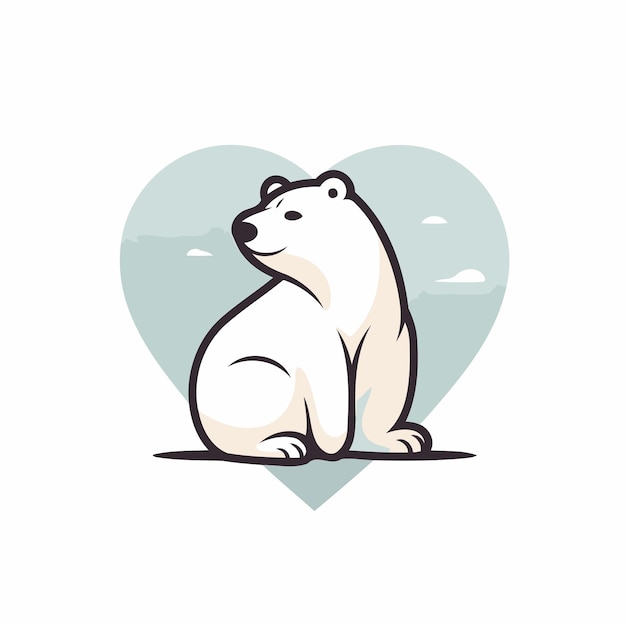 IJsbeer met hart Vectorillustratie in cartoon stijl op witte achtergrond