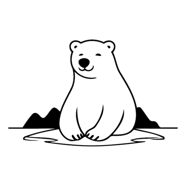 IJsbeer op een rots in het water Vector illustratie