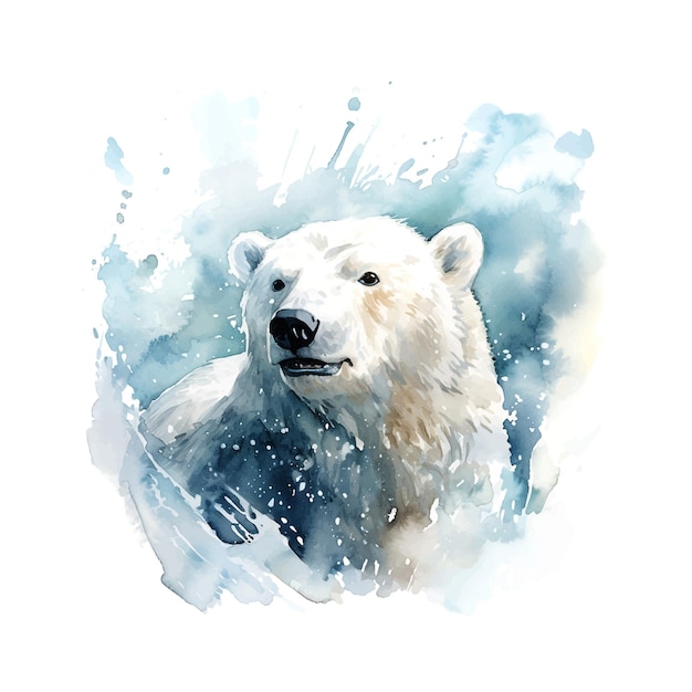 Vector ijsbeer waterverf kinderboek illustratie stijl op witte achtergrond