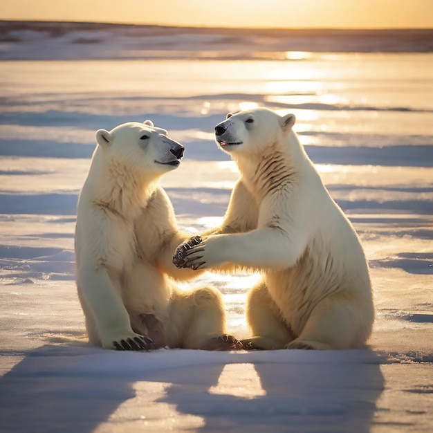 IJsberen spelen Churchill zonlicht