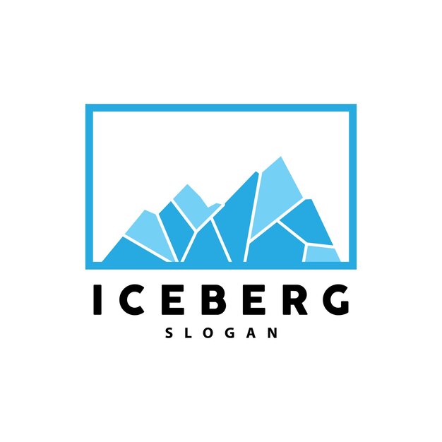 Ijsberg Logo Antarctische Bergen Vector In Ijs Blauwe Kleur Natuur Ontwerp Product Merk Illustratie Sjabloon Pictogram