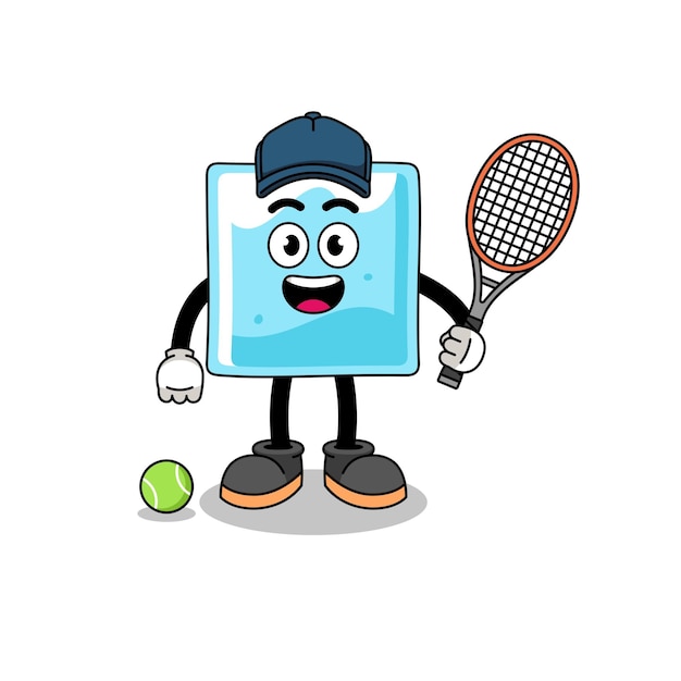 Ijsblokillustratie als karakterontwerp van een tennisspeler