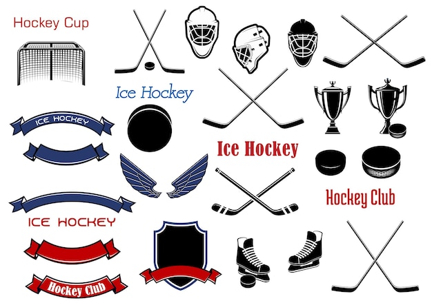 Vector ijshockey en heraldische symbolen of items