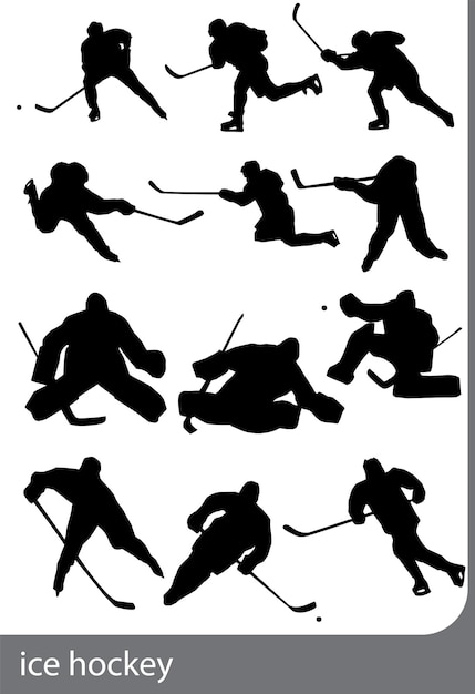 Vector ijshockey silhouetten op de witte achtergrond