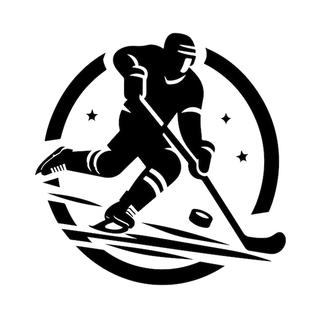 ijshockey speler silhouetten logo vector illustratie.