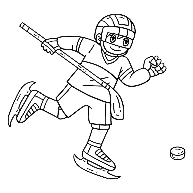 Vector ijshockeyspeler achter de hockeypuck aan