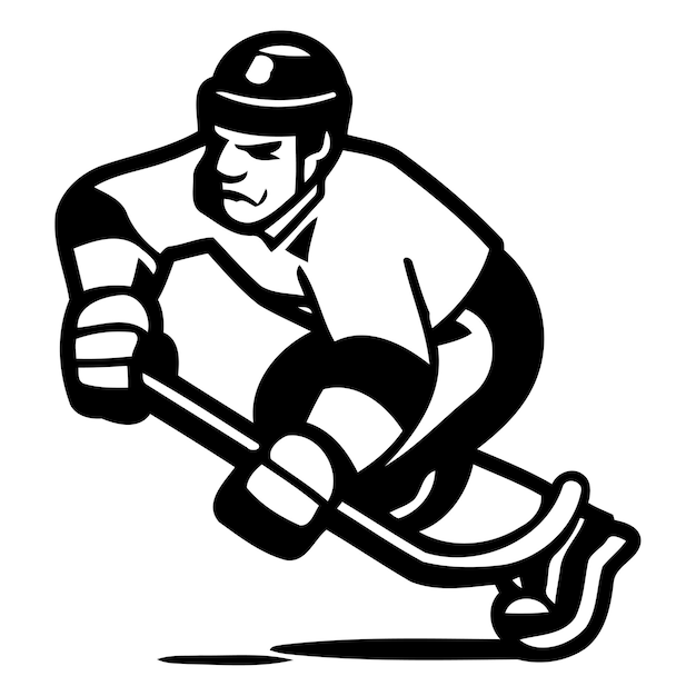 IJshockeyspeler sport vector logo ontwerp IJshokkiespeler IJsshockeyspelers met de stok