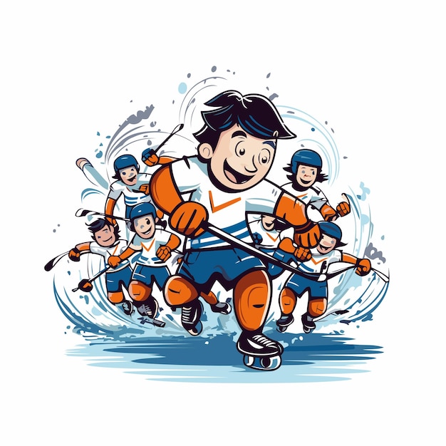 IJshokkiespeler met de stok en de puck vector sport illustratie