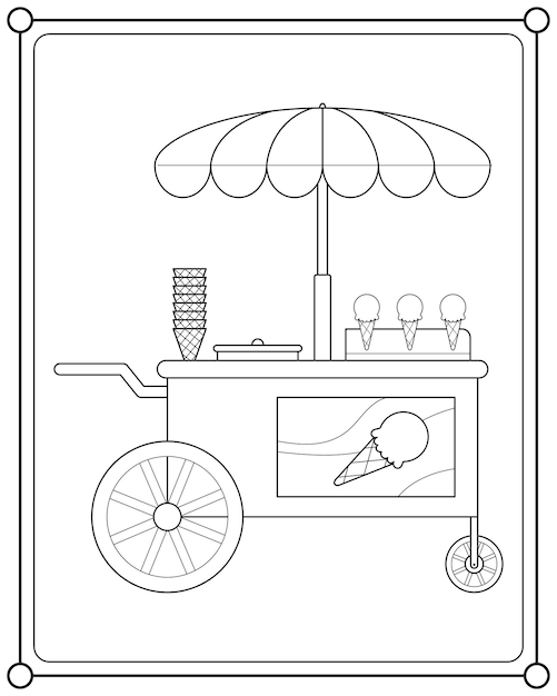 IJskar winkel geschikt voor kinder kleurplaten pagina vectorillustratie