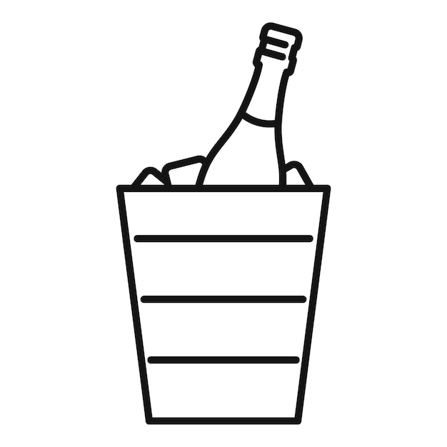 Ijskist champagne pictogram Overzicht ijskist champagne vector pictogram voor webdesign geïsoleerd op een witte achtergrond