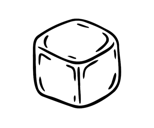 IJskubus doodle icoon enkel geïsoleerd teken ijs kubus symbool handgetekende schets vector illustratie
