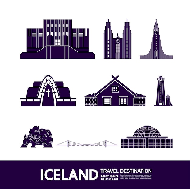 IJsland reisbestemming vectorillustratie.