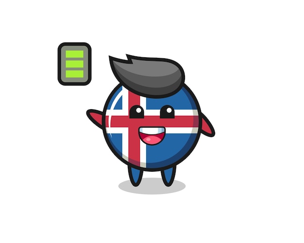 IJsland vlag mascotte karakter met energiek gebaar, schattig design