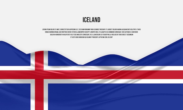 IJsland vlag ontwerp. Wapperende IJslandse vlag gemaakt van satijn of zijde stof. Vectorillustratie.