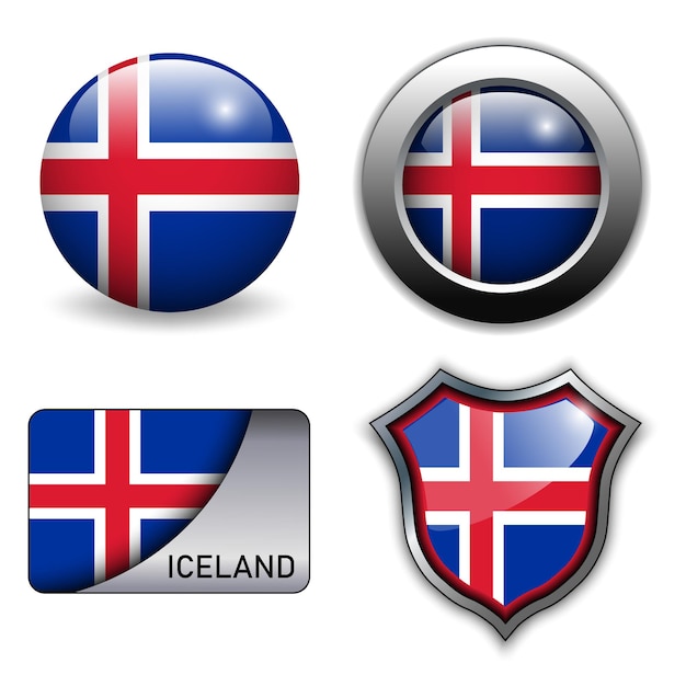 Ijsland vlag pictogrammen thema.