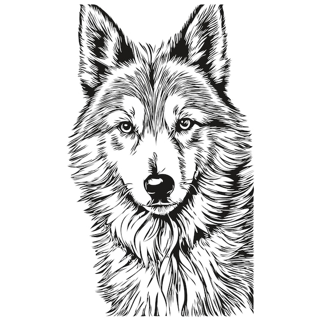 IJslandse herdershond hond huisdier silhouet dierlijke lijn illustratie hand getekend zwart-wit vector realistische ras huisdier