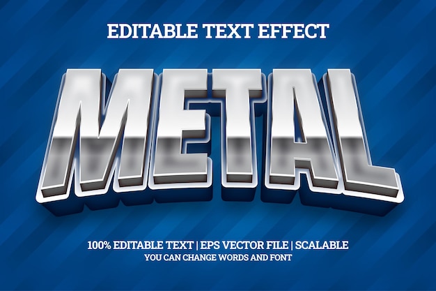 Ijzer staal zilver metaal 3d bewerkbare teksteffectstijl